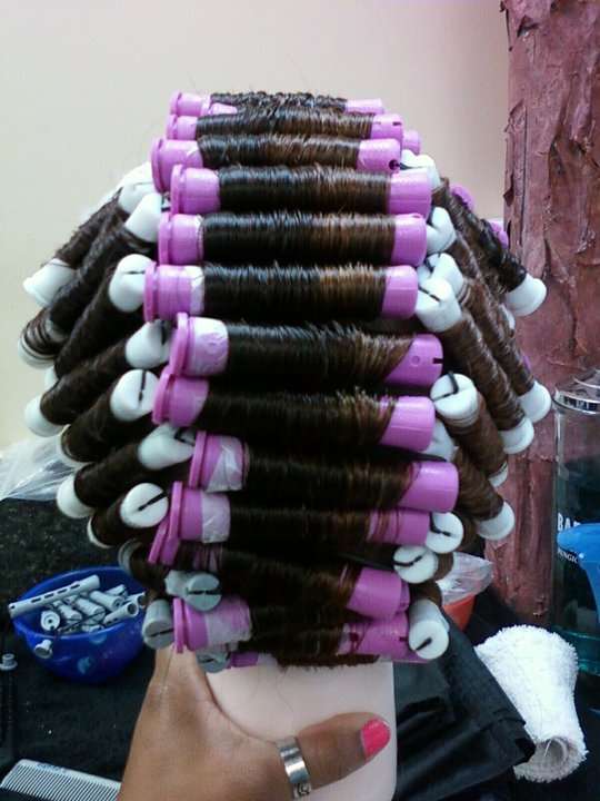 perm rods wrapped using end wraps on a mannequin