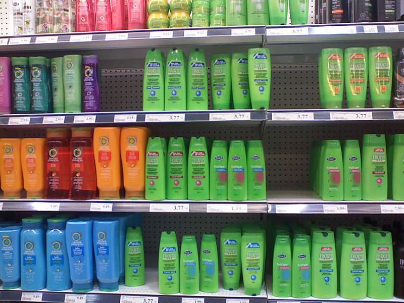 Expensive brand and store brand hair care products