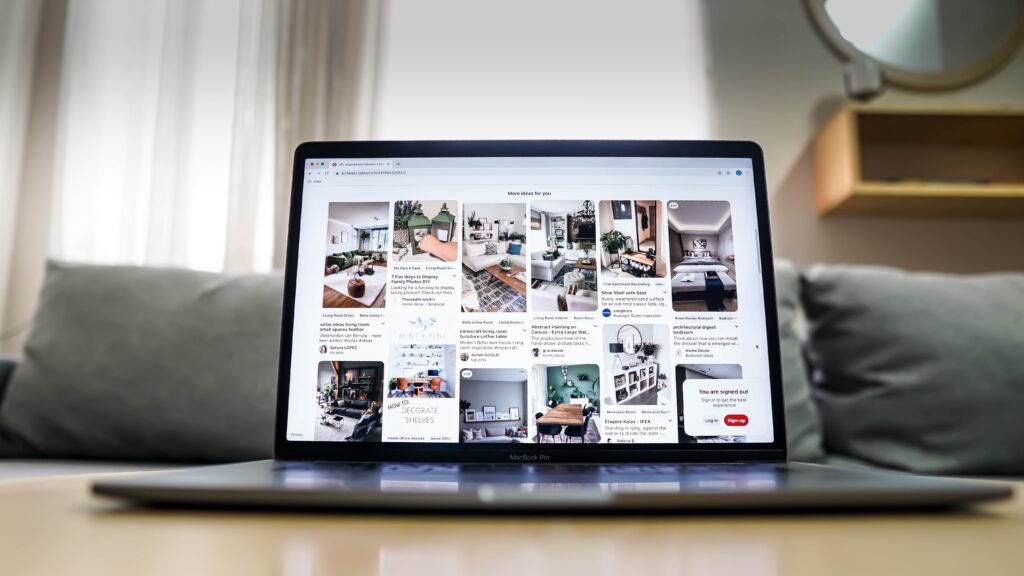 black ipad on brown wooden table Pinterest board