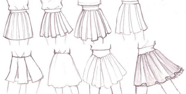 how to draw skirts, how to draw plated skirts