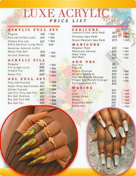 how to price press on nails for profit margins, nail salon menu