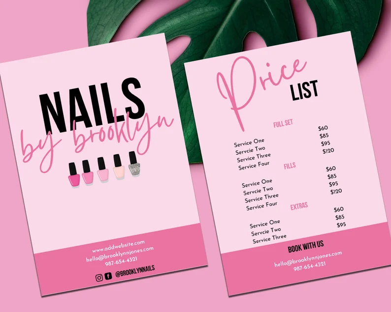 how to price press on nail for profit margins, press on nail price list template