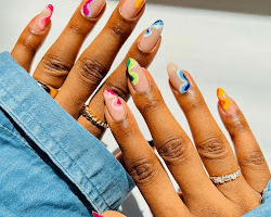 Bright colors birthday nail design