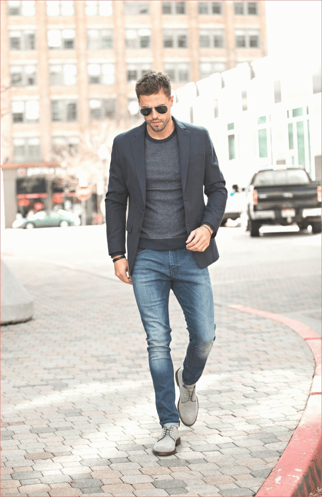 Man wearing over-sized blazer, long sleeve shirt with jeans, Fall And Winter Fashion