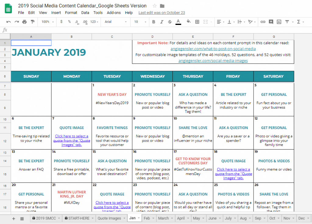 Content Calendar Google Sheets Examples x