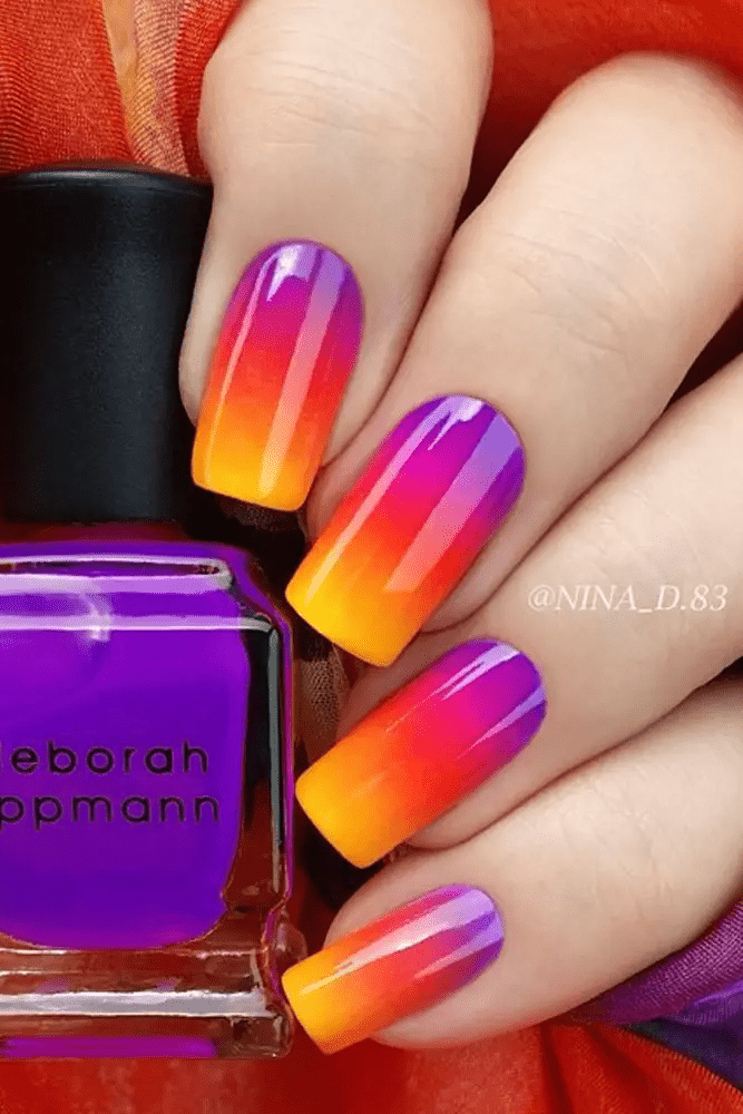 purple red and orange ombre nail designs