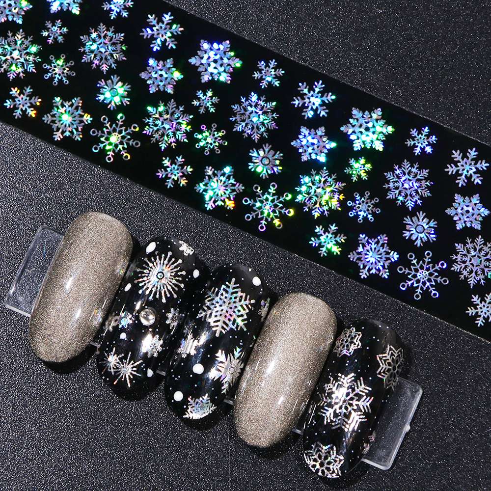 Snowflake Christmas Nail Foil Art