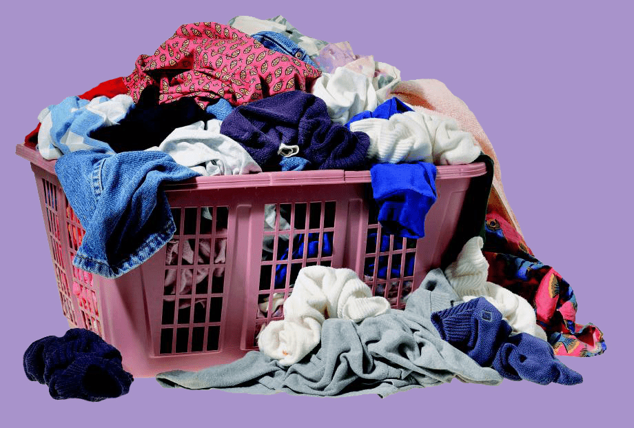 laundry basket filled with clothes