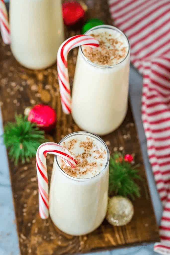 Eggnog with a peppermint garnish