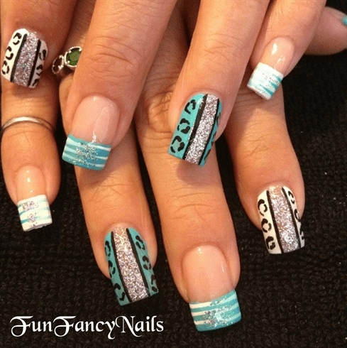 Multi color striped nail design using nail striping tape