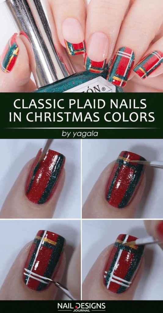 Classic Plaid Winter Christmas Nail Designs