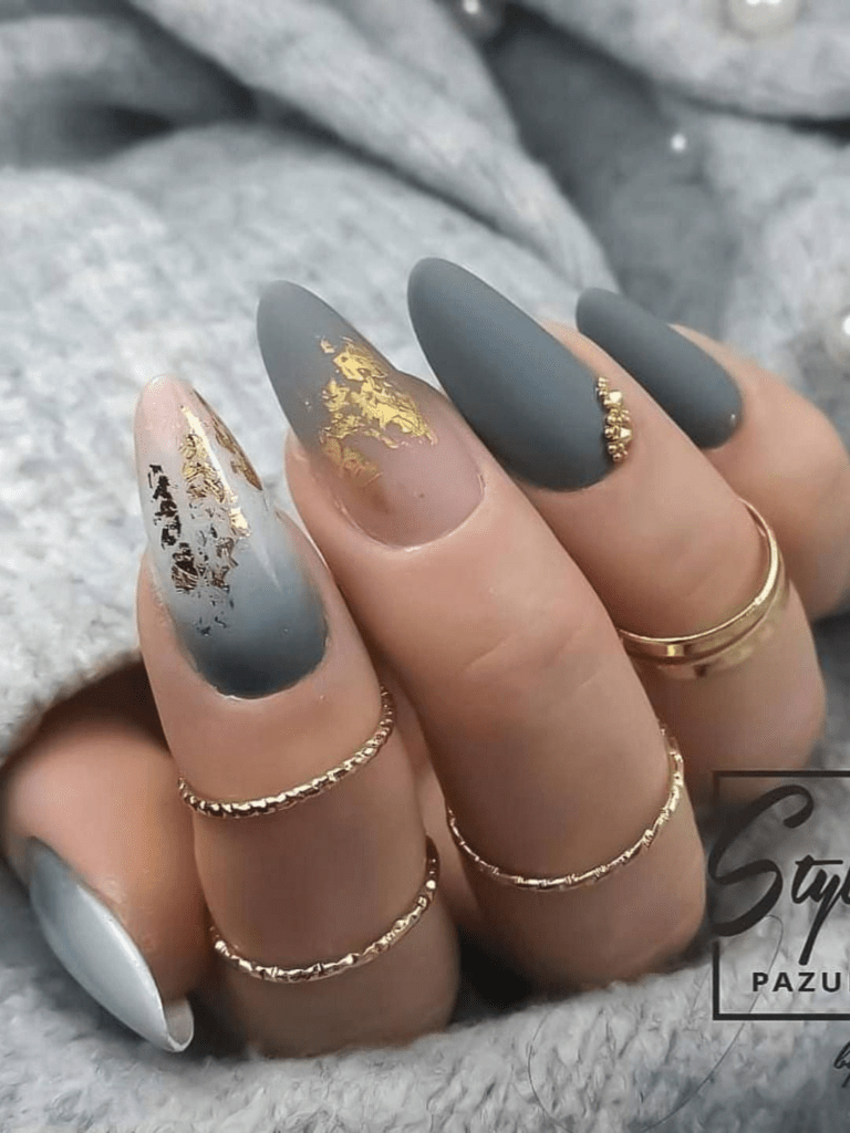 Charcoal Gray ombre winter nail polish colors