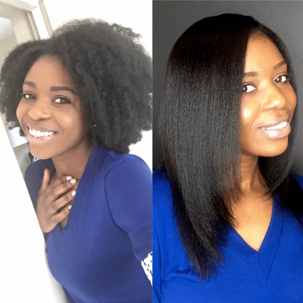 Silk press on natural hair