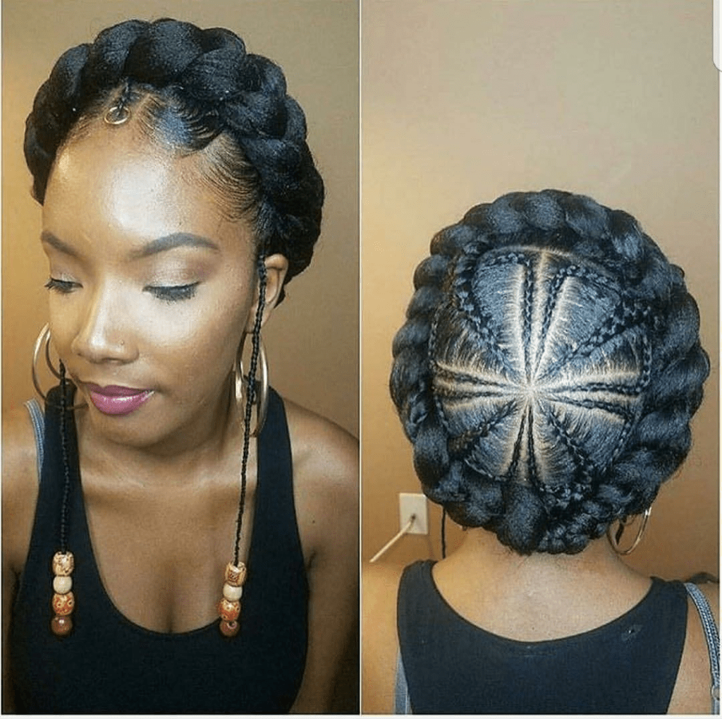 Halo braids with wooden beads