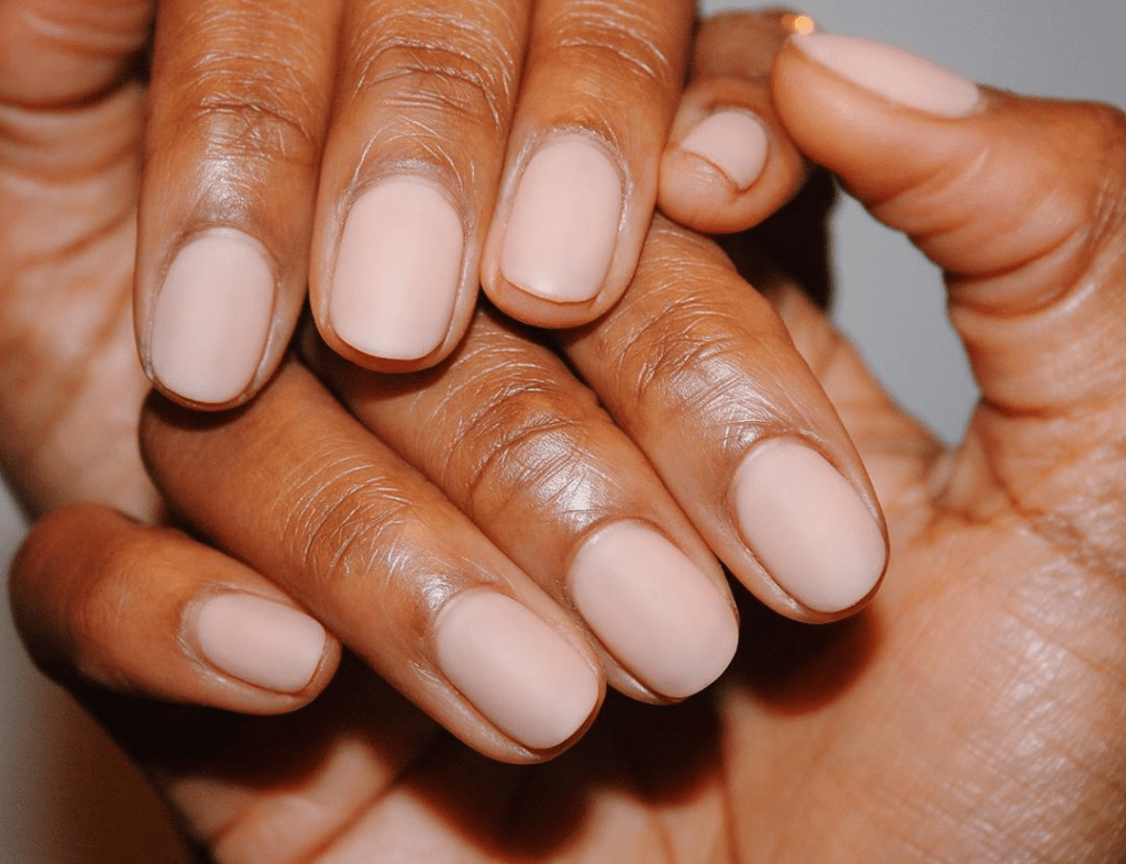 buffed nails with matte nail polish